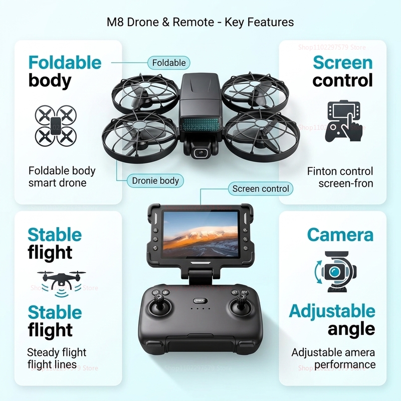 طائرات بدون طيار جديدة M8 مع ن - مراجعة Drone Kit With Camera وسعره